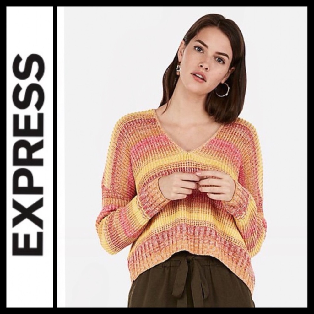 NWT EXPRESS Striped Split Back Sweater
